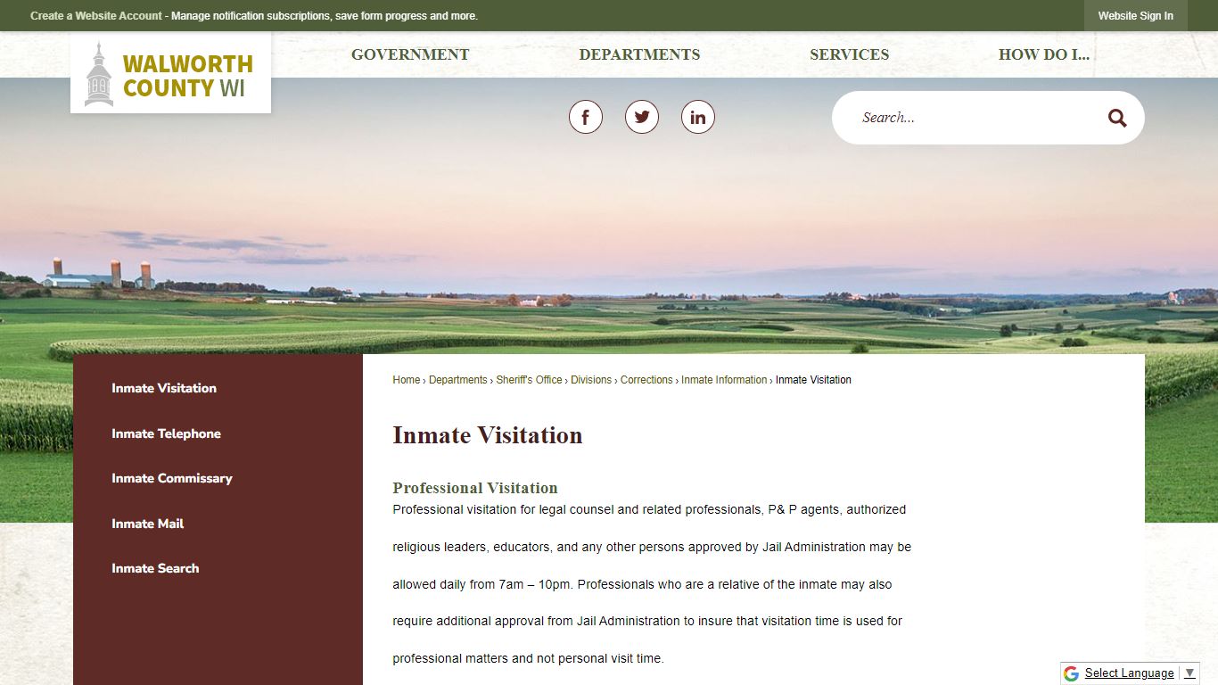 Inmate Visitation | Walworth County, WI