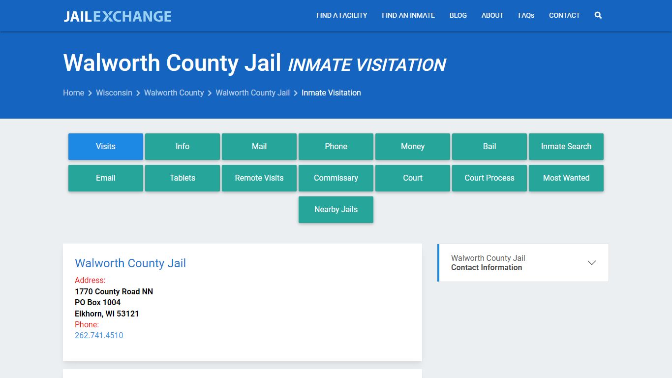 Inmate Visitation - Walworth County Jail, WI - Jail Exchange